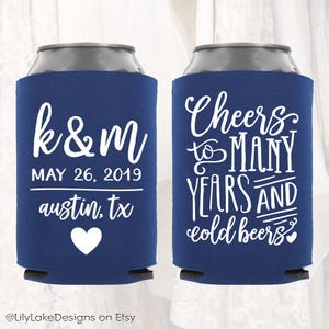 Personalized Wedding Can Cooler | Cheers to Many Years & Cold Beers | Customized Wedding Favors | Beverage Insulators, Beer Huggers | CYB102