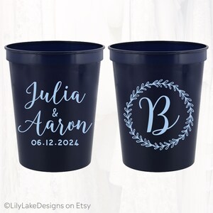 Personalized Wedding Stadium Cups, Custom Wedding Favors, 16oz Plastic Cup, Customized Wedding Cups, Monogrammed Cups, Reusable, FLW304