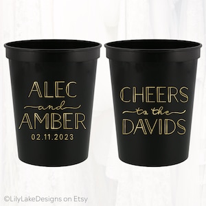 Personalized Wedding Stadium Cups, Custom Wedding Favors, 16oz Plastic Cup, Customized Wedding Cups, Monogram Cups, Reusable, Cheers, CTT303