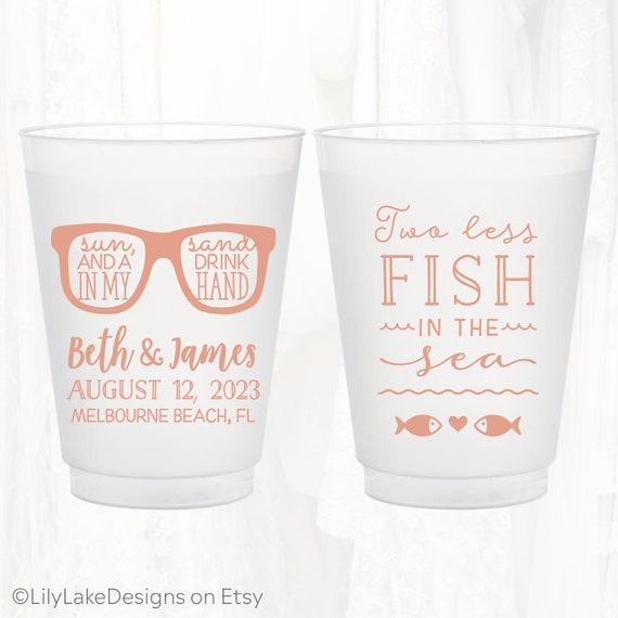 Personalized Wedding Frosted Cups, 16oz Plastic Cup, Custom