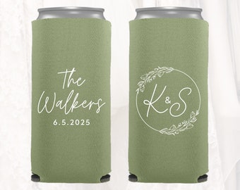 Slim 12oz Wedding Can Coolers, Personalized Wedding Favors, Customized, Monogrammed Skinny Can Coolers, Slim Insulators Seltzer, MON204