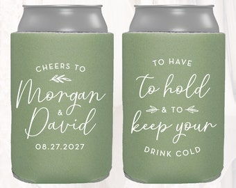 Personalized Wedding Favors, To Have To Hold To Keep Your Drink Cold, Customized Wedding Can Coolers, Monogram Insulator Beer Hugger, TH1016