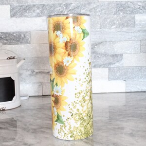 Sunflower and Glitter Sublimation Tumbler