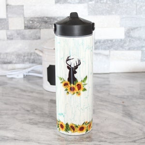 Crackle Sunflower Deer Tumbler