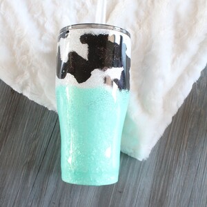 Mint Cow Print Tumbler