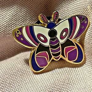 Purple Blue Butterfly Moth Enamel Pin / Genderfluid Pride Flag/ Hairclip/ Magnet/ Pride/ Queer/ Colourful/Trans/Genderqueer/ Transgender image 2