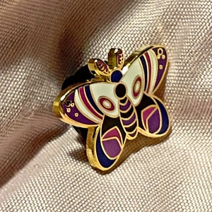 Purple Blue Butterfly Moth Enamel Pin / Genderfluid Pride Flag/ Hairclip/ Magnet/ Pride/ Queer/ Colourful/Trans/Genderqueer/ Transgender image 1