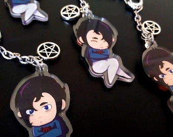 Sleepy Satanist Priest - Judas Double Sided Clear Acrylic Keychain- Original Character/OC/Satanic/Sleepy/Chibi/Anime/Boy