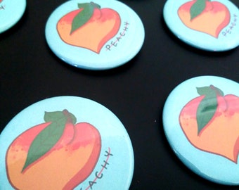 Just Peachy Peach Fruit 2.25 Pinback Button -Fruit/Simple/Apple/Orange/Banana/Plum/Fruit Basket/ Fresh/ Food