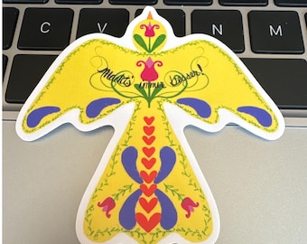 Yellow Decorated Distelfink Sticker