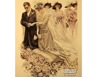 The Wedding By Harrison Fisher - Art Print