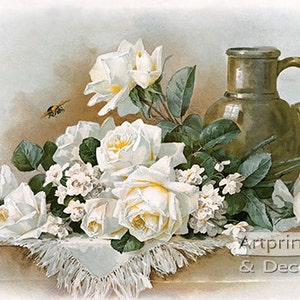Rosas de invierno de Paul de Longpre Vintage estampados florales arte (21.25 x 15.75)