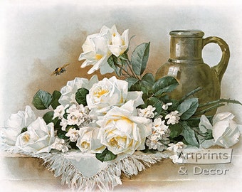 Winter Roses by Paul de Longpre Vintage Floral Art Prints (21.25 x 15.75)