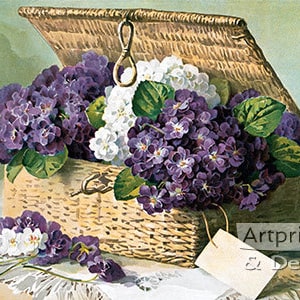 Factura de violetas por Paul de Longpre Vintage estampado de arte Floral (15.75 x 10.5)