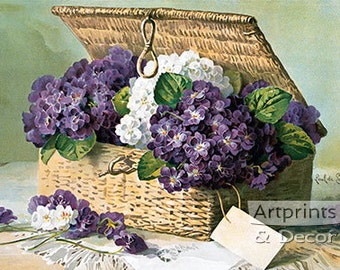 Invoice of Violets by Paul de Longpre Vintage Floral Art Print  (15.75 x 10.5)