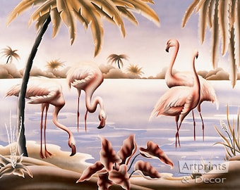 Flamingo Tango by Turner Art Print of Vintage Art 20 x 16 image size