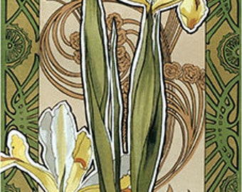 Stylized Yellow Irises - Art Print