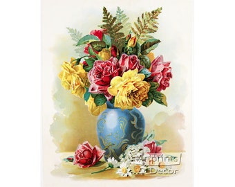 Rose Bouquet by Paul de Longpre Vintage Floral Art Print (14 x 17.25)