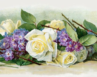Bride Roses & Violets by Paul de Longpre Vintage Art Print (34 x 10)