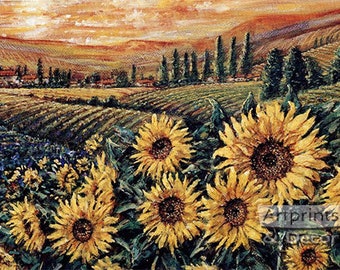 Sunflowers In A Field - Art Print