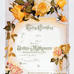 Certificado de matrimonio de Yellow Rose