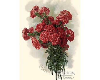 Lawson Pink Carnations by Paul de Longpre Vintage Art Print