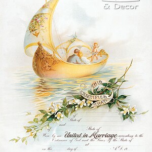 Certificado de matrimonio de barco de vela