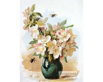 Apple Blossoms by Paul de Longpre Vintage Art Print (14 x 18)