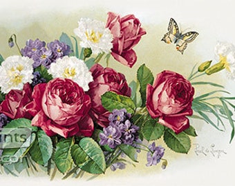 Summer Surprise by Paul de Longpre Vintage Floral Art Print (22 x 11)