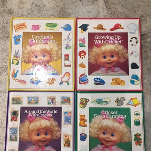 Vintage 1986 Cricket Children’s Books by Playmates, Cricket Doll, 1980&#39;s Cricket Doll Book, Cricket Goes Camping, Crickets Clubhouse