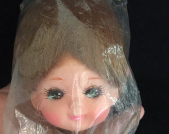 Lot of 5 Vintage Doll Heads Blonde Hair Blue Bonnet Doll Repair Part Craft *NEW*