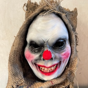 Custom Clown Mask, Burlap Mask, Scary Adult Mask, Scary Clown Mask, Latex Mask, Scary Mask, Clown Mask, Halloween Mask, Costume Mask