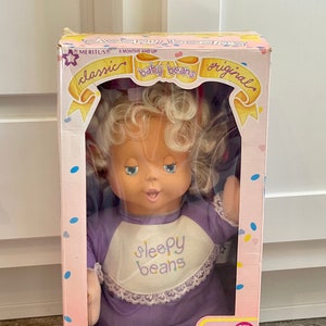 Vintage 1991 Meritus Classic Baby Beans Original Sleepy Beans Lamb Baby Doll, Beddy-Bye Bean Bag Doll, Vintage Sleepy Beans Lamb Doll