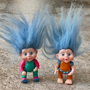 Vintage 1991 Applause Baby Troll Figures, 1990&#39;s Troll Dolls, Vintage Troll Figure, Blue Hair Troll, 1990&#39;s Trolls, Vintage Troll Dolls