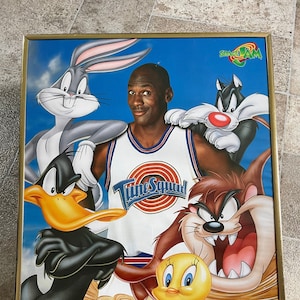 Vintage 1996 Space Jam Poster With the Tune Squad Featuring