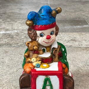 Vintage Bisque Ceramic Clown Spinning Music Box, Vintage Clown Windup Music Box, Vintage Clown Figurine, Vintage Clown Music Box, Clowns