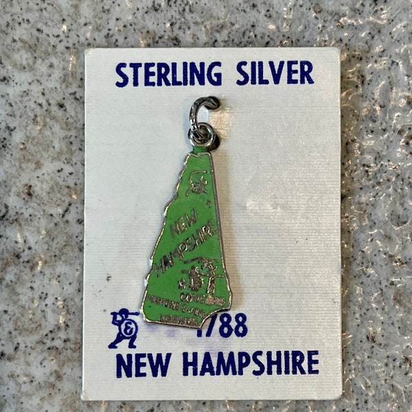 Vintage Sterling Silver 1788 New Hampshire Charm, Vintage Silver NH Charm, Silver Travel Charm, New Hampshire Charm, Silver State Charm