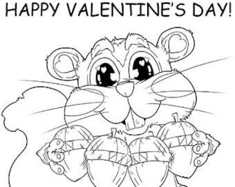 Kids Coloring Animal Lovers Teacher Kids Artvalentines Day Etsy