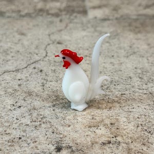 Vintage Handmade Blown Glass Rooster Figurine – Made in Japan, 2” Tall