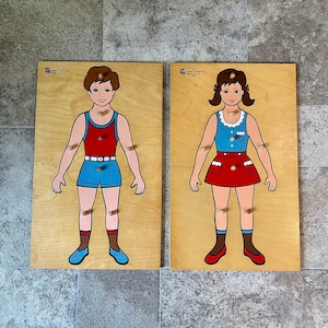 Vintage 1995/1996 Doran Layeled LTD Boy and Girl Body Part Puzzles, Vintage Body Part Puzzle, Vintage Peg Puzzle, 1990&#39;s Puzzles