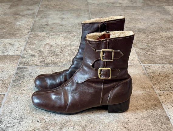 Vintage Hush Puppies Brown Leather Boots Women's Size 7 W, Vintage Hush Puppies Leather Boots, Hush Puppies Brown Leather Boots, Boots