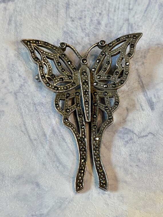 Vintage 925 Sterling Silver Butterfly Brooch Pin, 