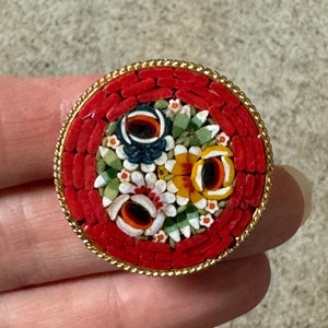 Vintage Italian Micro Mosaic Brooch, Vintage Italian Micro Mosaic Brooch Jewelry, Italian Micro Mosaic Brooch, Vintage Italy Brooch