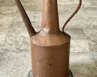 Antique Hammered Copper Pitcher Jug with Tin Lining & Rustic Patina | Farmhouse Decor