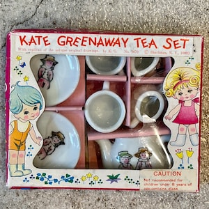 Vintage Kate Greenaway Miniature Porcelain Tea Set, Kids Toy Tea Set, Pretend Tea Set, Vintage Childs Tea Set, Vintage Porcelain Tea Sets