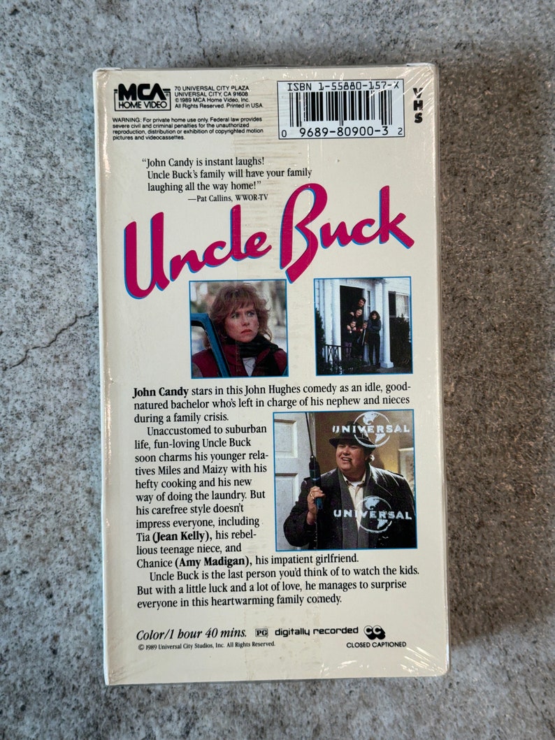 Sealed 1989 John Candy in Uncle Buck VHS Tape a John Hughes Film, Vintage Uncle Buck vhs, Uncle Buck vhs Movie, Uncle Buck John Candy vhs image 5