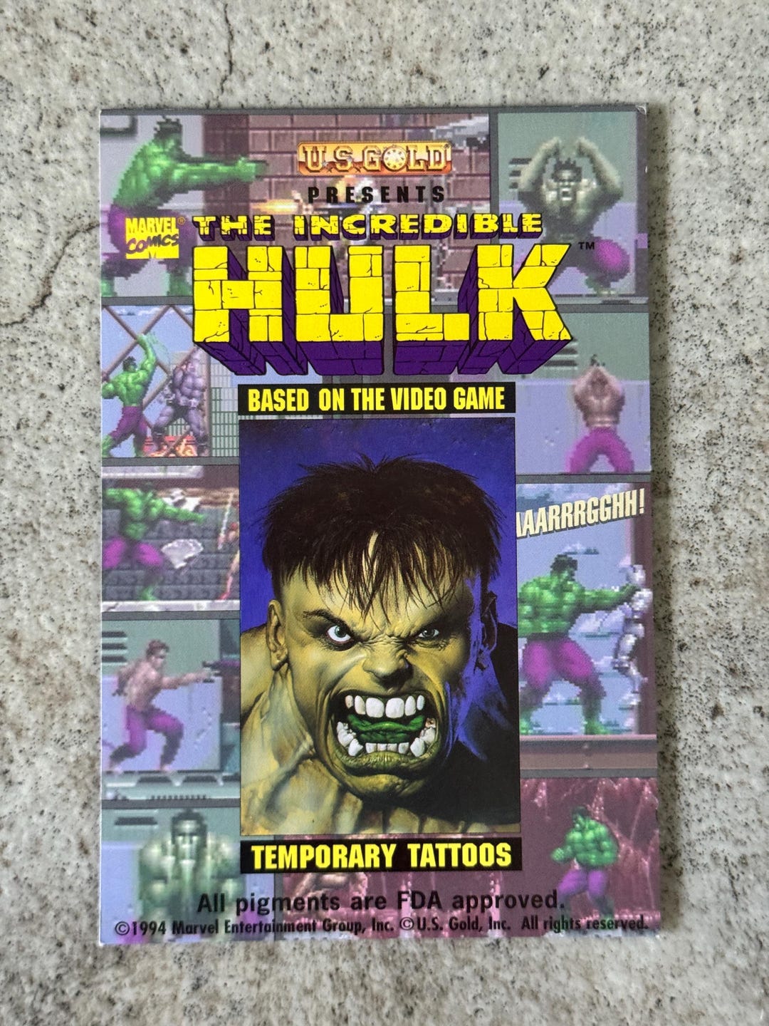 Vintage 1994 Marvel Incredible Hulk Temporary Tattoos – Video Game ...