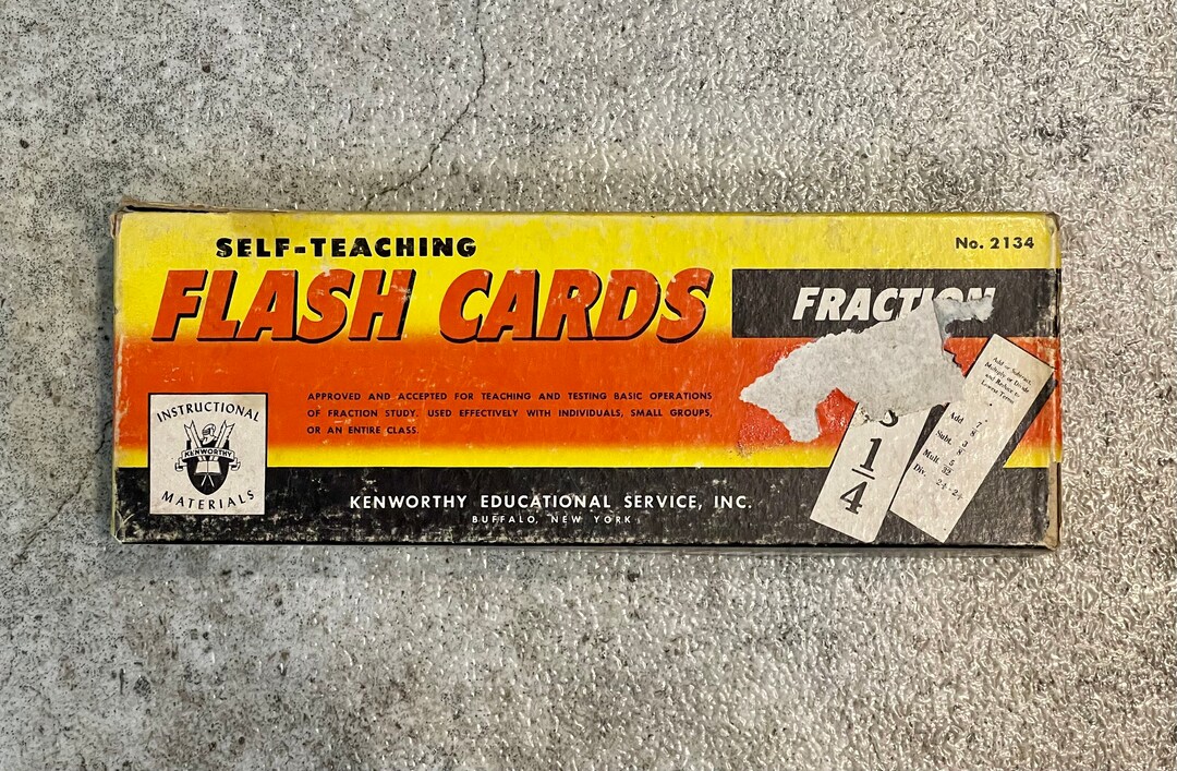 Vintage Selfteaching Fraction Flash Cards Vintage Math Flash Etsy