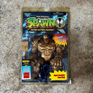 Vintage 1996 Todd McFarlane&#39;s Spawn Overkill Poseable Action Figure plus Special Edition Comic Book, Vintage Spawn Action Figures, Spawn Toy