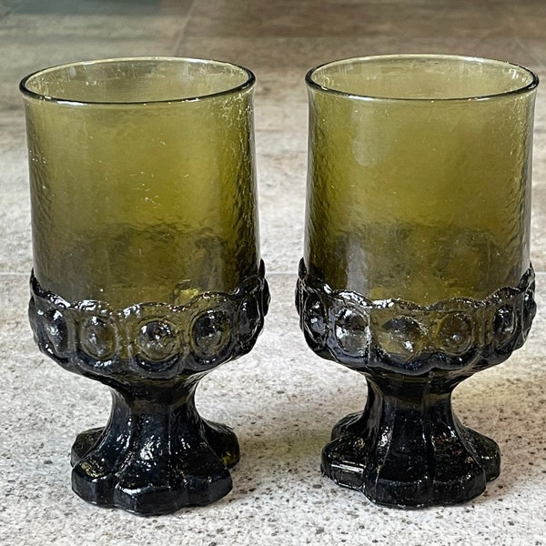 Vintage Tiffin Franciscan Madeira Olive Green Drinking Glasses, Franciscan Glassware, Madeira Glassware, Franciscan Madeira